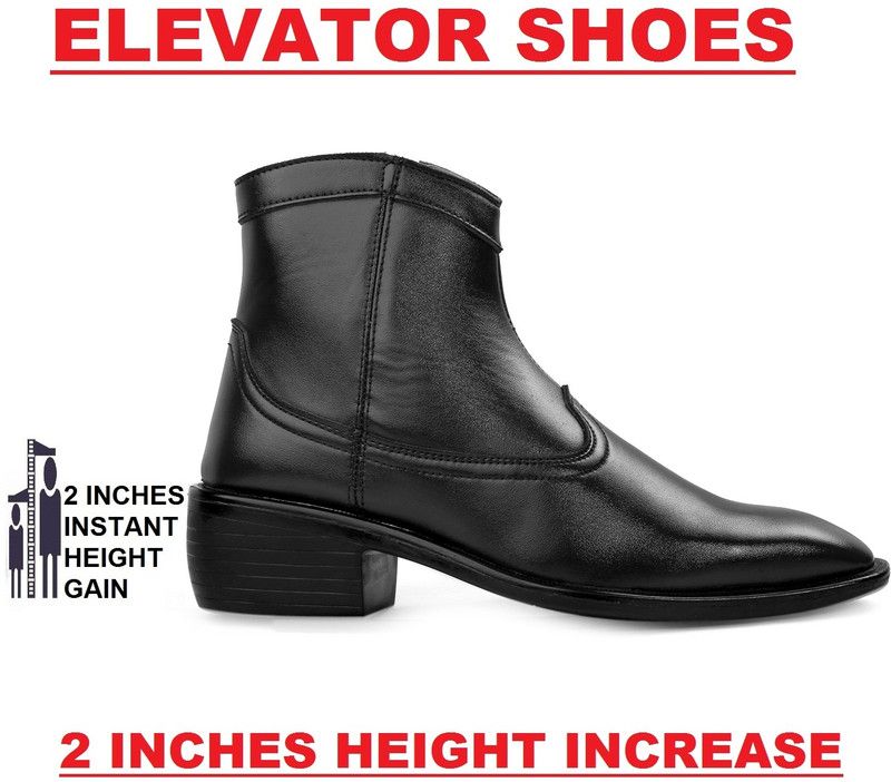 Height Increasing Formal Party wear Boots For Men  (Black)