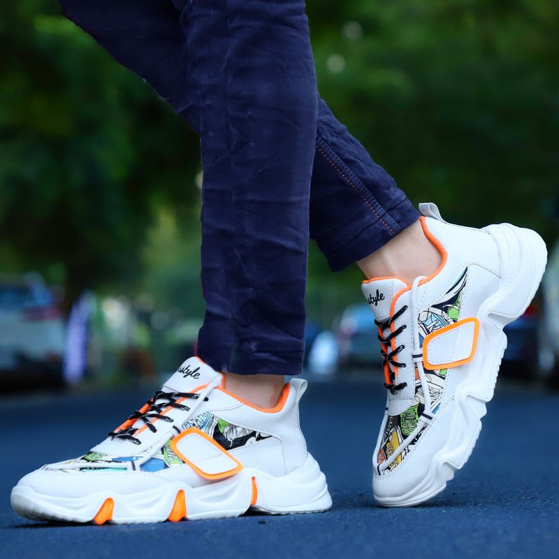 Men Casual Sneakers Fancy Trendy Stylish Advanced Training Running Shoes For Men  (Orange)