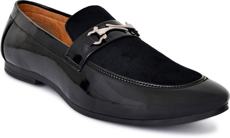 Zordan Men's Loafer Casual Shoes Slip on Patent Synthetic Formal New in Fashion Loafers For Men  (Black)
