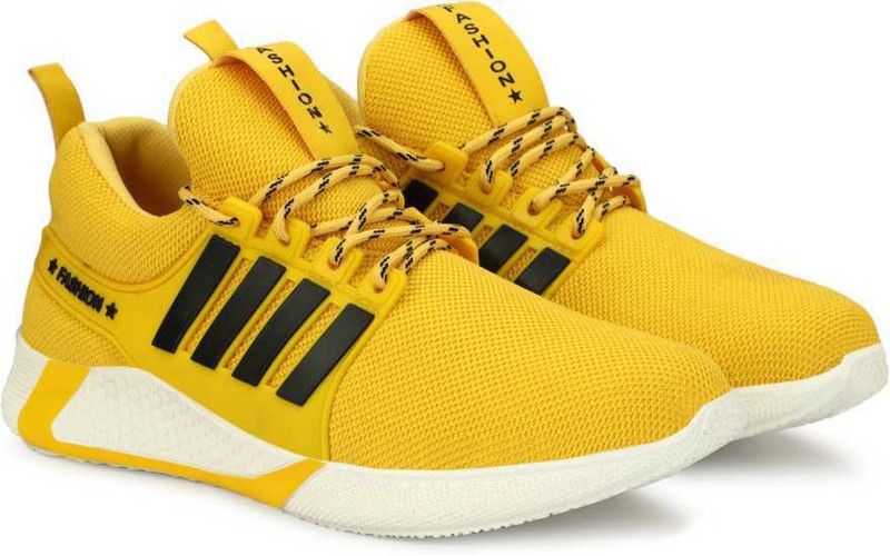 RUNNING SHOES BREATHABLE LACE UP LIGHTWEIGHT SHOES FOR RUNNING, WALKING, GYM Running Shoes For Men  (Yellow)