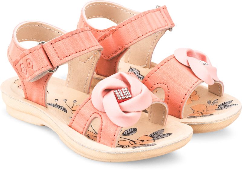 Velcro Strappy Sandals For Boys & Girls  (Orange)