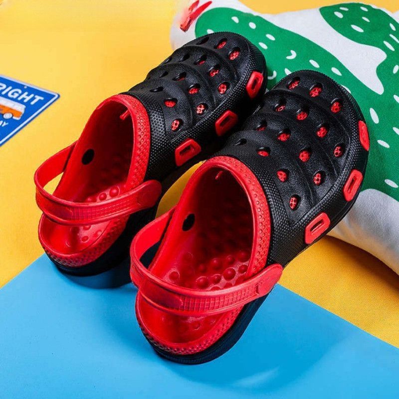 Men Black, Red Clogs Sandal