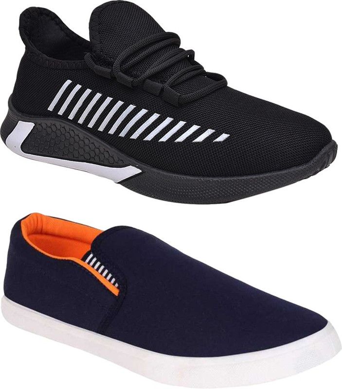 Combo Pack Of 2 shoes Running Shoes For Men  (Black, Blue)