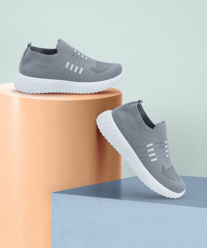 Slip on Sneakers For Boys & Girls  (Grey)