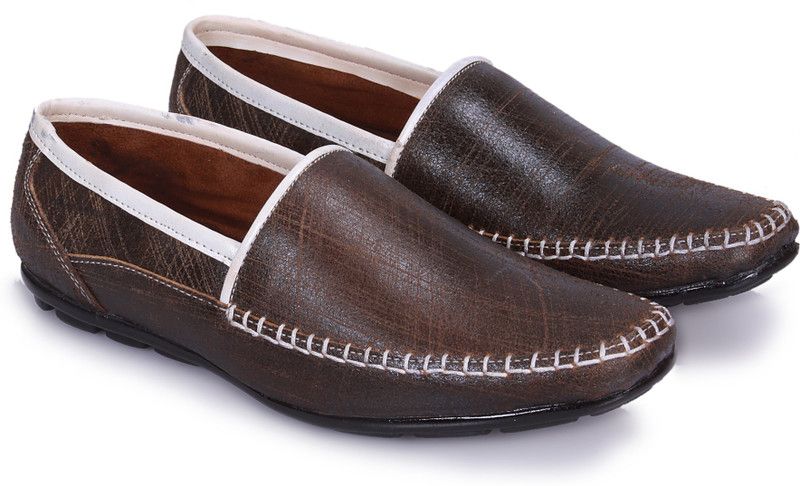 MENS FLAT SHOES Mocassin For Men  (Brown)