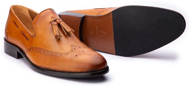 Tan Color Office Wear Genuine Leather Formal Slip-on Shoe For Men Slip On For Men  (Tan)