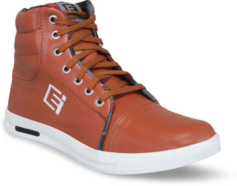 Ankle Length High Tops For Men  (Brown)