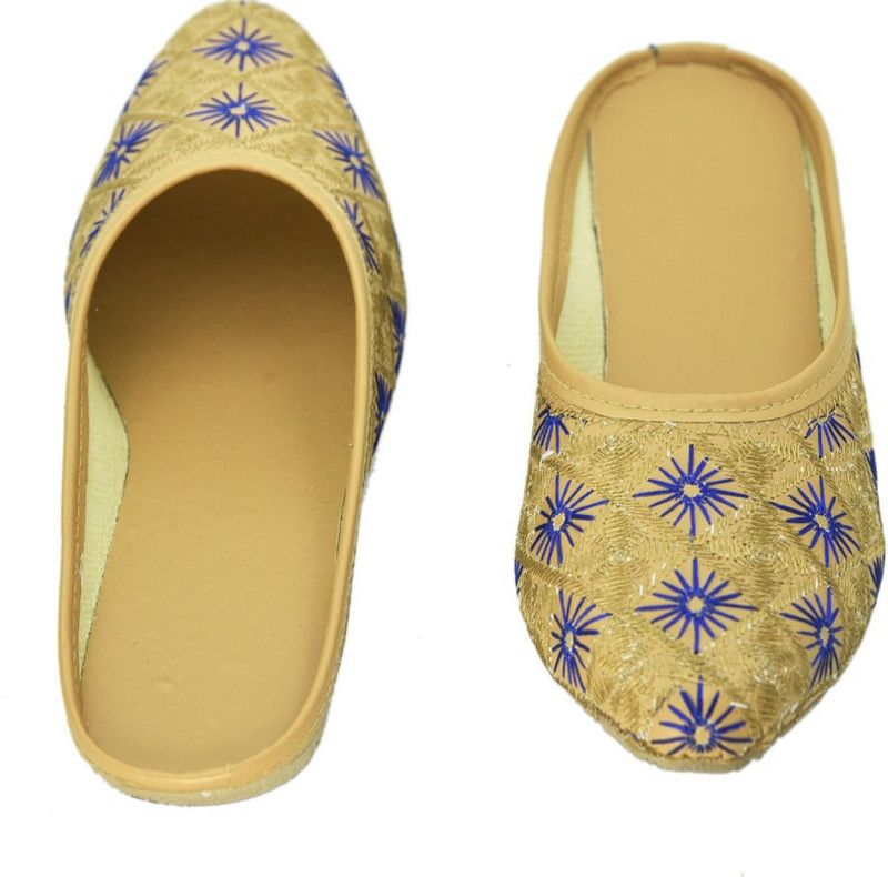Women's Pull-on Half Belly Shoes in Multicolor Slip On For Women  (Yellow, Blue)