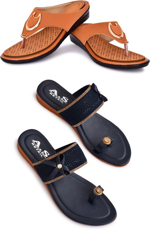 Women Blue, Tan Flats
