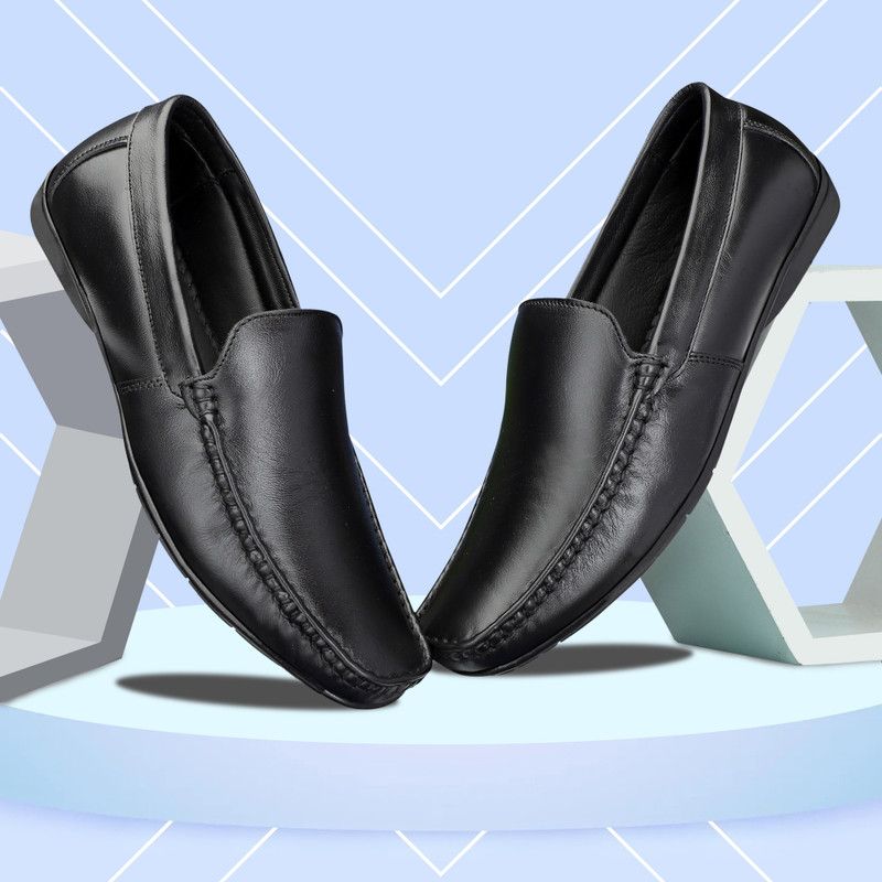 Genuine Leather Loafers For Men  (Black)