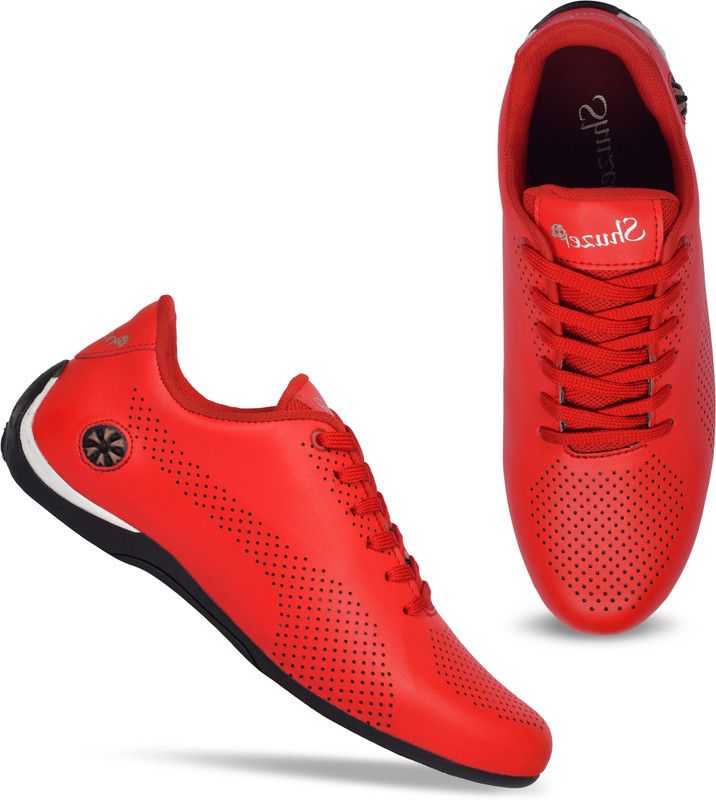 New Style Comfortable Cool Light Weight Premium Motor Sports Sneakers For Men  (Red, Black)