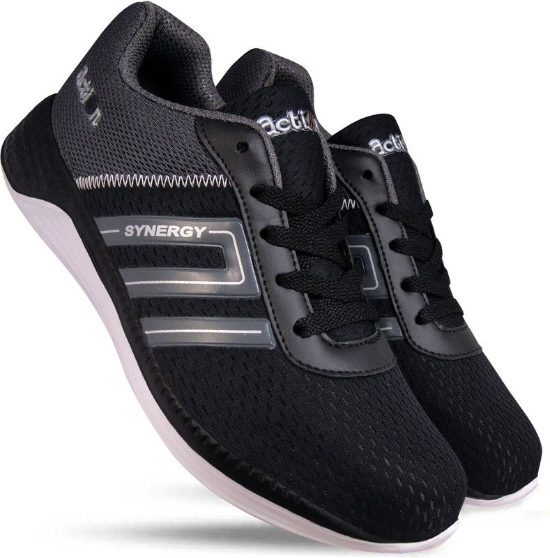 Synergy Men's Sports Running Shoes For Men  (Black, Grey)