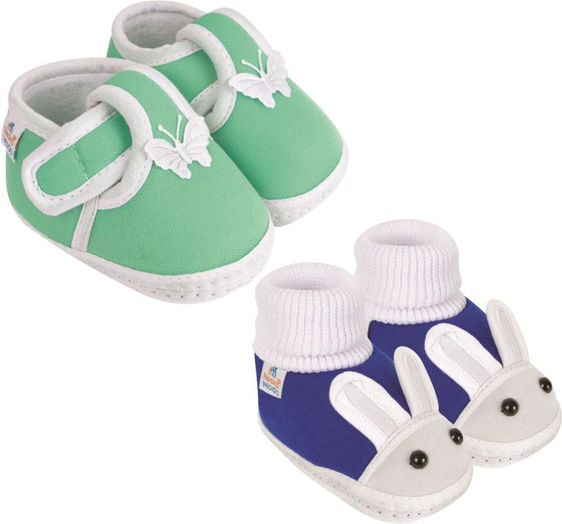 Neska Moda 12 To 18 Months Set of 2 Pair Baby Boys & Baby Girls Butterfly and Rabit Face Booties  (Toe to Heel Length - 14 cm, Mint, Blue)