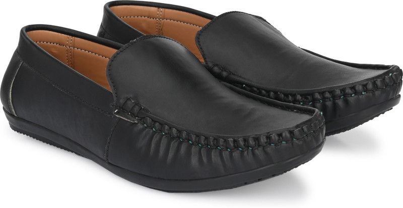 Synthetic Leather Loafer Casuals For Men  (Black)