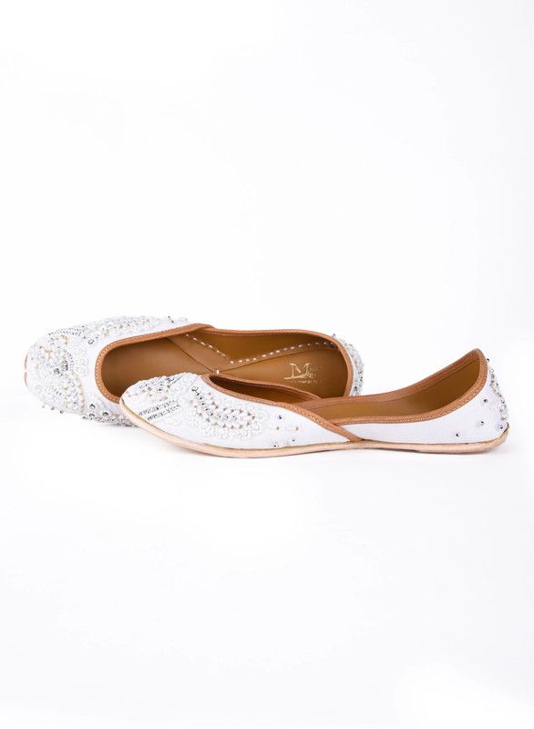 Hand Work Sequins, Zircon Stones, Beads, Pearls & Cut Dana Party Wear For Women  (White)