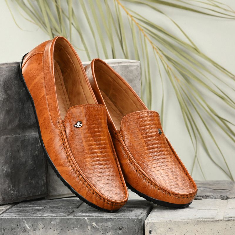 Stylish Leather Tan Brown Slip-On Office Party Ethnic Casual Shoes Mens Loafers Loafers For Men  (Tan)