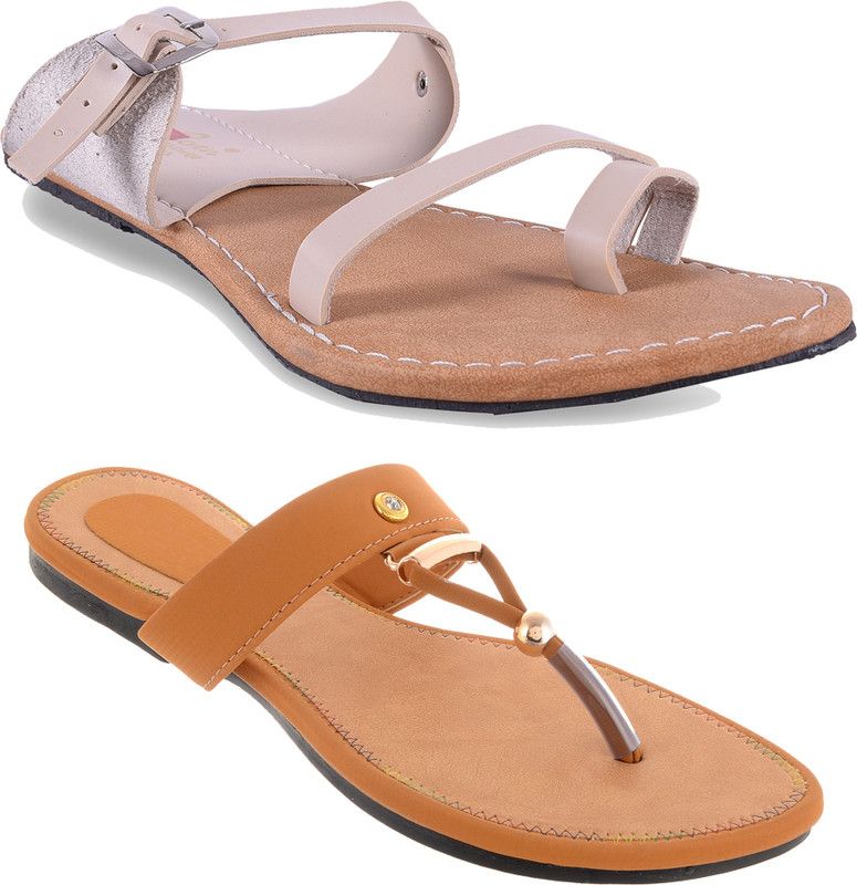 Women Off White, Brown Flats