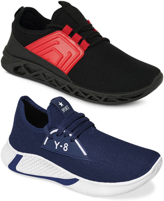 Combo Pack of 2 New Collection of Stylish Casual Comfortable Sports Running Running Shoes For Men  (Black, Blue)