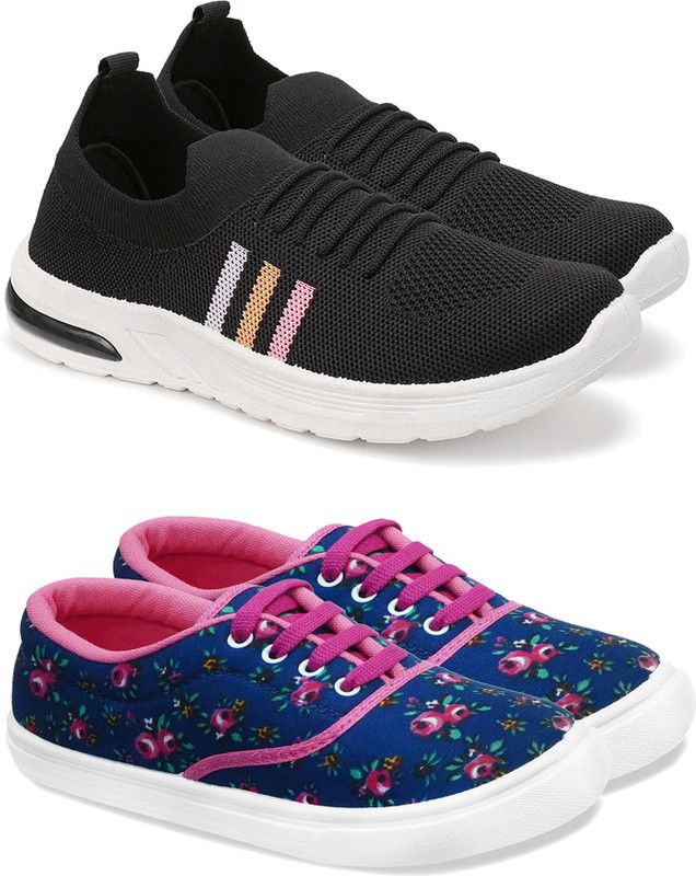 Combo Pack of 2 Exclusive Collection of Trendy & Stylish Sports Sneakers Running Shoes For Women  (Black, Blue)