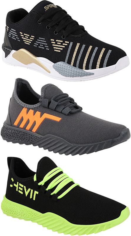 Pack of 3 Running shoes for boys | sports shoes for men | Latest Stylish Casual sneakers for men | Lace up lightweight multicolor shoes for running, walking, gym, trekking, hiking & party Running Shoes Training & Gym Shoes For Men  (Multicolor)