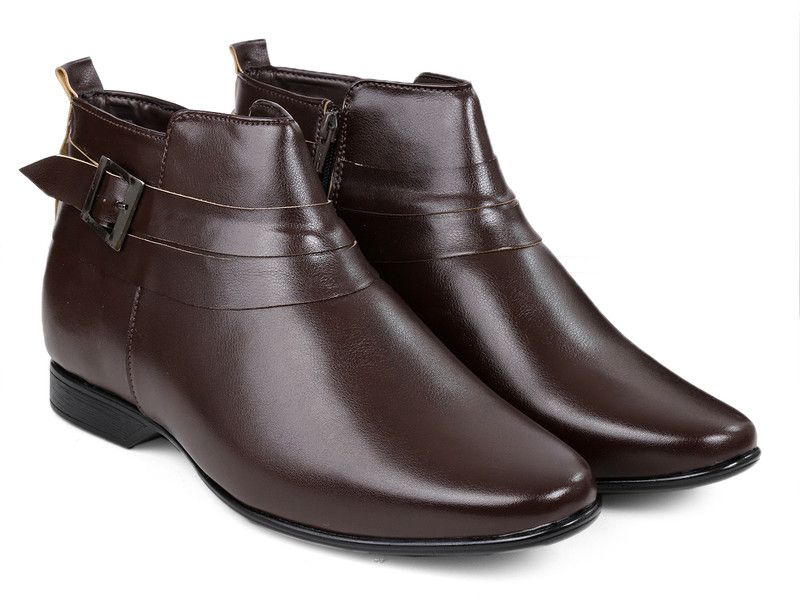 3 Inch Height Increasing Boots, Casual Pu Leather Boots for All Ocassions Boots For Men  (Brown)