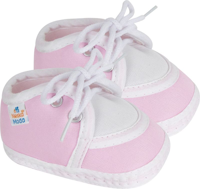 Neska Moda 12 To 18 Months Cotton Lace Booties  (Toe to Heel Length - 14 cm, Baby Pink)
