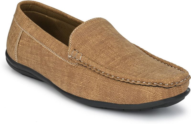 High quality synthetic leather trendy loafers Loafers For Men  (Tan)