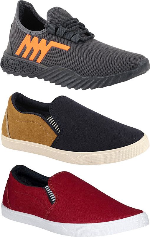 Pack of 3 Sneakers Slip On Sneakers For Men  (Multicolor)
