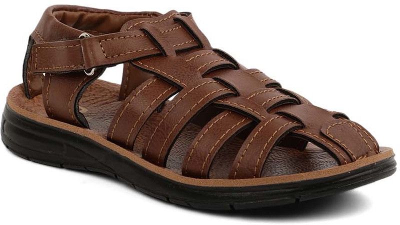 Velcro Flats For Boys & Girls  (Brown)