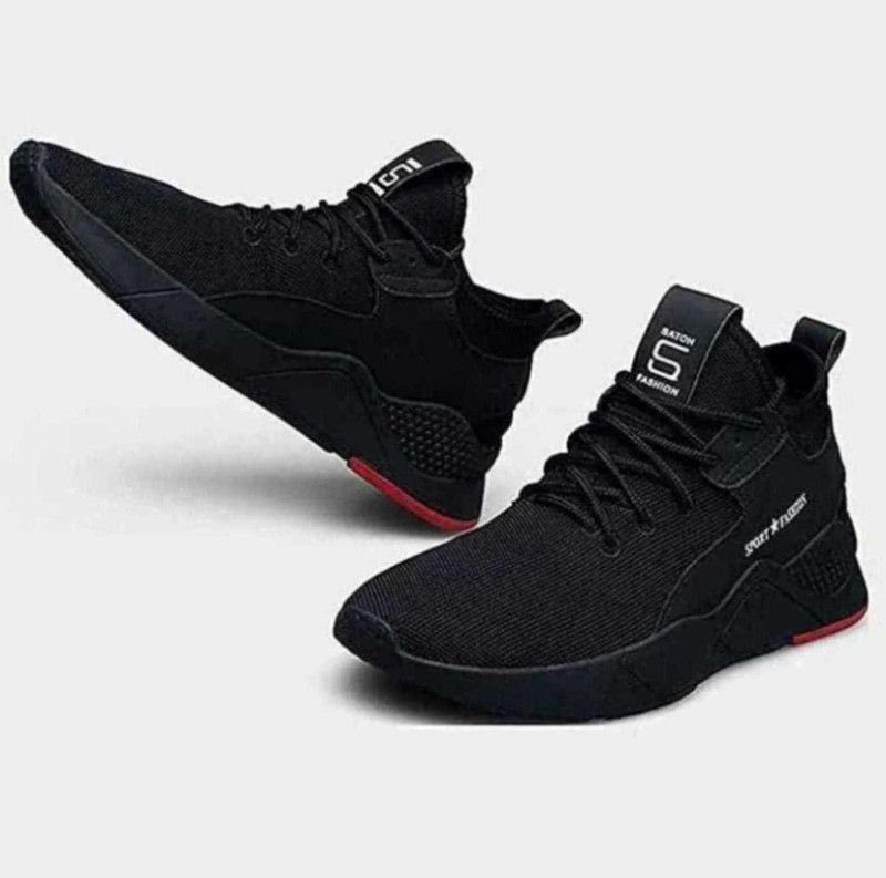 Sports Shoes for Men | Lace up Lightweight Shoes for Running, Walking, Gym, Trekking, Hiking & Party Running Shoes for Men Running Shoes For Men  (Black)