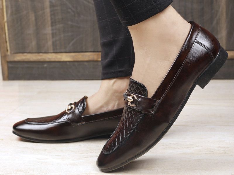 Men's New Arrival Casual Faux Leather Party wear Slip-on Brown Mocassins Shoe Mocassin For Men  (Brown)