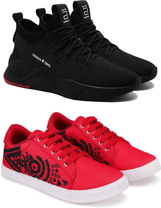 Exclusive Affordable Collection of Trendy & Stylish Sport Sneakers Shoes Running Shoes For Men  (Black, Red)