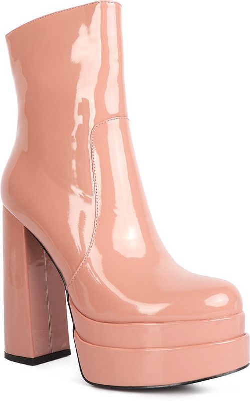 High Heel Platform Ankle Boots In Blush Boots For Women  (Pink)