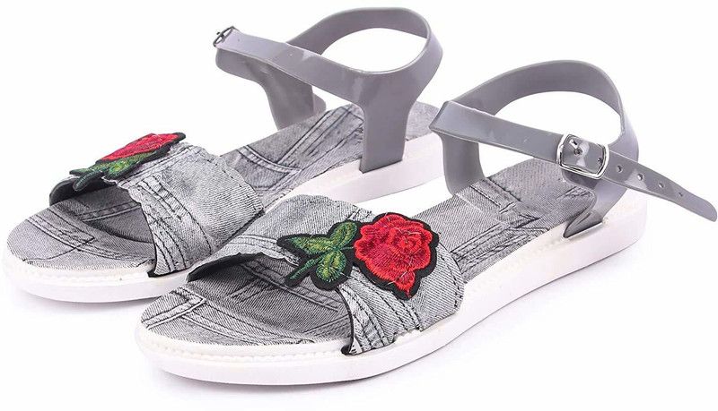 Women Grey, Red, Green Casual Sandal
