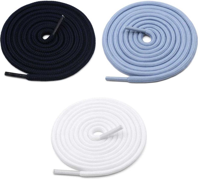 GRAH SANGRAH 3 Pair (1 Pair Per Single Color) Casual, Running Sports (Navy-Sky-White) Shoe Lace  (Navy, Sky Blue, White Set of 3)