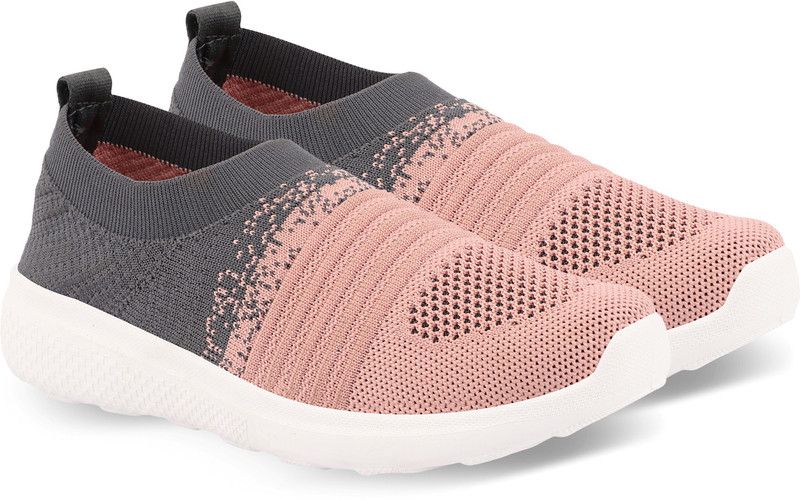 Slip On Sneakers For Women  (Grey, Pink)