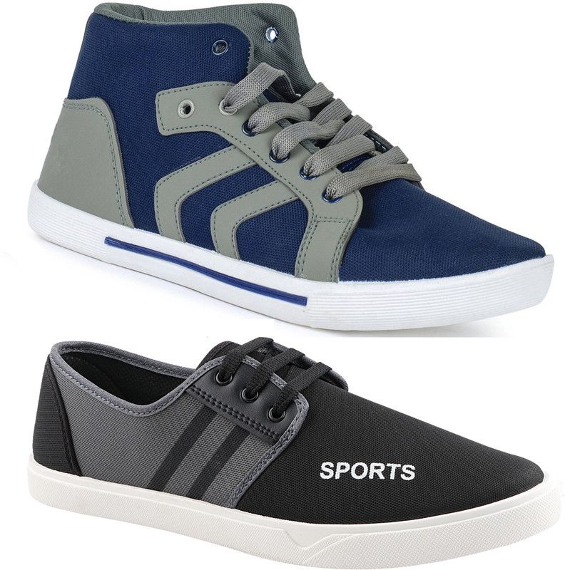 Combo Pack of 2 Pairs Casual Shoes for Men For Men  (Blue, Black)