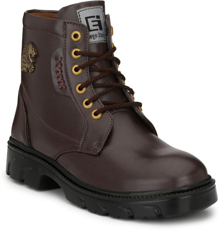 Stylish High Top Boots For Men  (Burgundy)