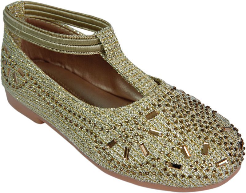 Slip on Ballerinas For Girls  (Gold)