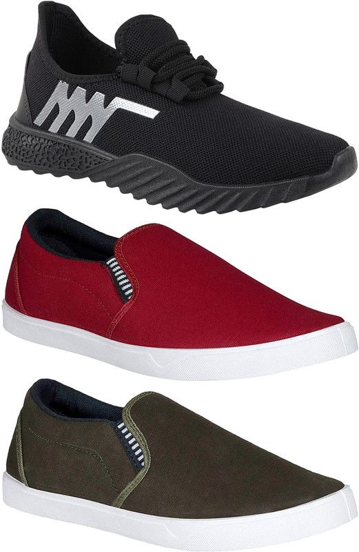 Pack of 3 Sneakers, Running & Gym Shoes Casuals For Men  (Multicolor)