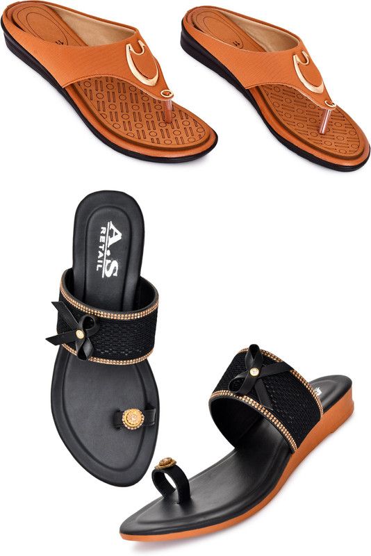 Women Black, Tan Flats