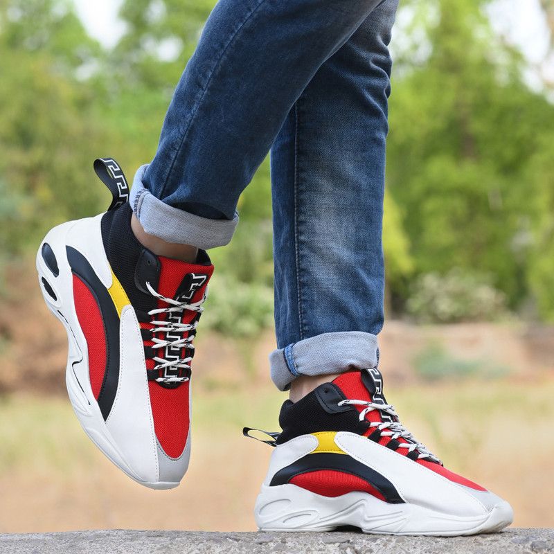 Ultralight Breathable Sports Running Shoes For Men  (Red, White)