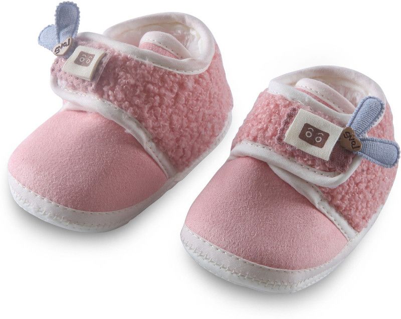Baby Moo Anti Skid Soft Booties Furry Love - Pink Booties  (Toe to Heel Length - 11 cm, Pink)