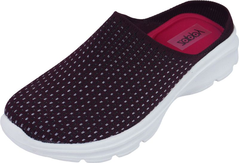 Lightweight Comfortable Mules Shoes Clogs For Women  (Maroon)