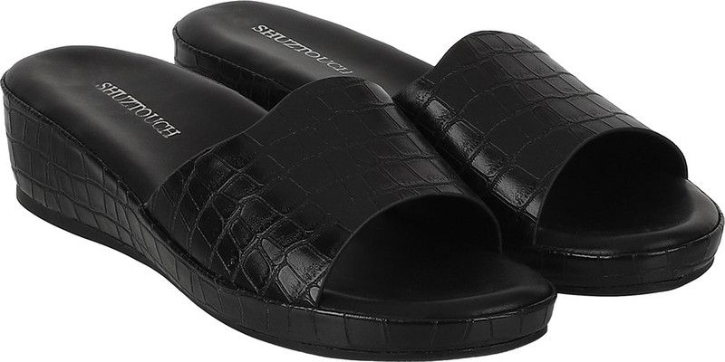Women Black, Black Wedges Sandal