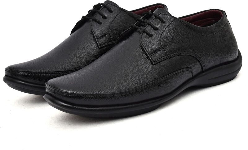 Lace Up Synthetic Leather Party Wear Office Formal Light Comfort Casual Derby Corporate Casuals For Men  (Black)