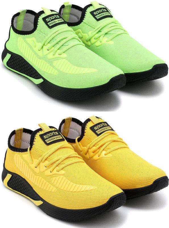 Stylish & Comfortable Cricket, Tennis, Walking Walking Shoes For Men  (Green, Yellow)