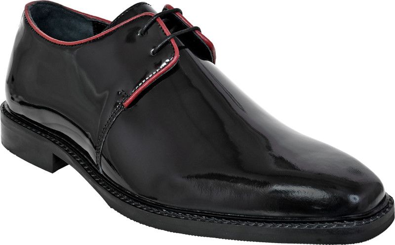 FORMAL & PARTY WEAR DERBY PATENT LEATHER LACE-UP SHOE FOR MEN Party Wear For Men  (Black)