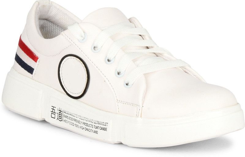 Star Sneakers For Women  (White, Red)