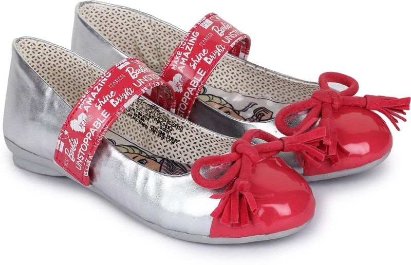 Velcro Ballerinas For Girls  (Silver)